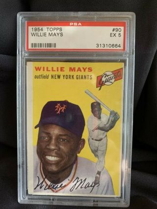 1954 Topps Willie Mays 90 Psa 5 Ex.  Card Very Rare