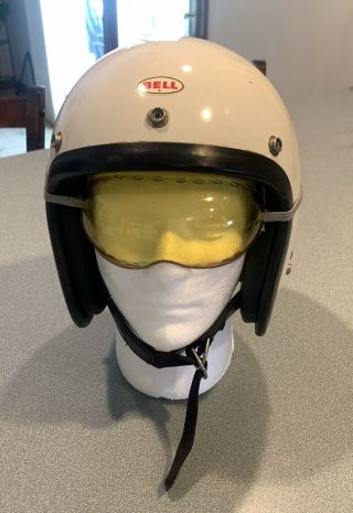Rare Vintage Bell Motorcycle Helmet 500 - Tx Bell Toptex 1960’s With Goggles