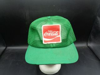 Vintage Rare Coca - Cola Patch Green Full Mesh Snapback Trucker Hat