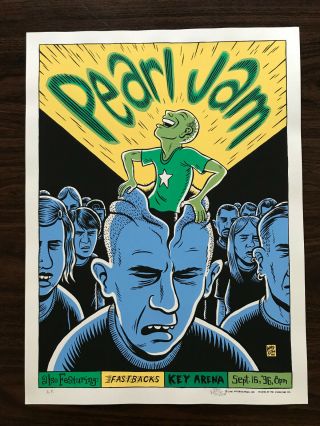 Pearl Jam Seattle 1996 Concert Poster Ap Signed Ward Sutton Rare Ames Bros