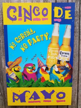 Corona Parrot Cinco De Mayo Macaw Beer Advertising Mexican Bar Sign Rare Pop Art