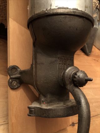 Griswold Rare Cast Iron Wall Mount Coffee Grinder Mill Patent Dec 27 1898 3
