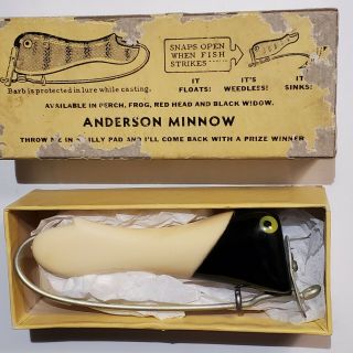Vintage Anderson Mechanical Minnow Automatic Striker Type Lure Rare Color