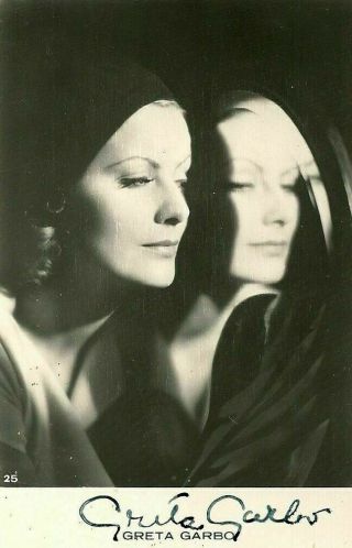 Greta Garbo Autograph Signed Vintage Postcard 30s Rare