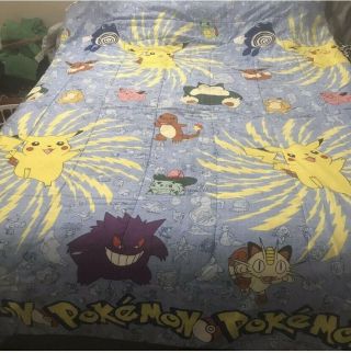 Vintage Rare Pokemon Blanket 1998 90s Nintendo Video Game Tv Cartoon 88 X 60