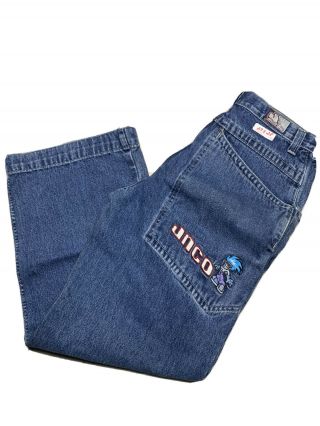 Rare Vintage 90s Jnco Wide Leg Jeans Size 28 X 27 Skater Pants Denim