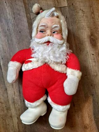 Vintage Rare Rushton Santa Claus 16 " Rubber Face & Boots Christmas Stuffed Plush
