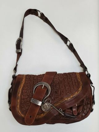 Rare - Christian Dior Brown Leather Limited Edition Gaucho Saddle Bag Handbag