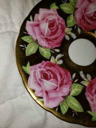 STUNNING and RARE Aynsley GOLD - 9 Pink Cabbage Roses Teacup and Saucer - 5