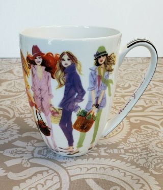 Henri Bendel Fashion Girls Bone China Large Coffee Cup Mug Rare Luxury Decor