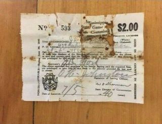 RARE 1941 Mississippi Resident FAMILY Fishing License Pin 4