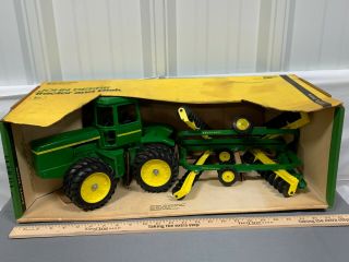 John Deere 8630 4wd Tractor With Yellow Disk Set 1:16 Nib Yellow Green 1975 Rare