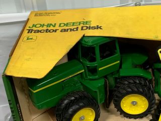 John Deere 8630 4WD Tractor with Yellow Disk SET 1:16 NIB Yellow Green 1975 RARE 3