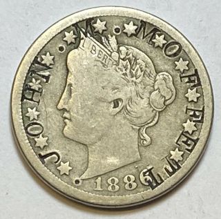 1886 Liberty V Nickel John M Moffett Countermark Vf Rare Key Date