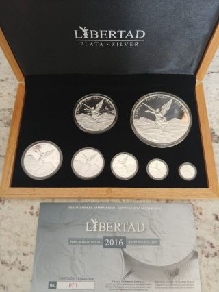 2016 7 Coin Libertad Silver Proof Set 70/250 Rare Low