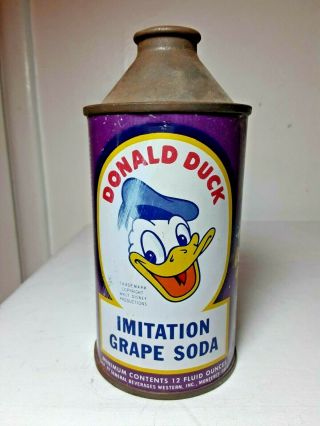 Rare Vintage General Beverages Donald Duck Imitation Grape Cone Top Soda Can
