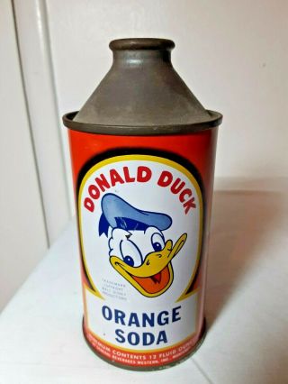Rare Vintage General Beverages Donald Duck Orange Soda cone top soda can 3