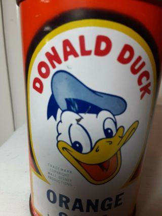 Rare Vintage General Beverages Donald Duck Orange Soda cone top soda can 4