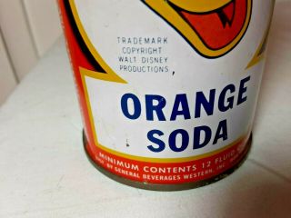 Rare Vintage General Beverages Donald Duck Orange Soda cone top soda can 5