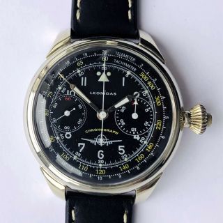 Rare Big Military Chronograph Leonidas Swiss Watch Style Aviator Pilots Ww2