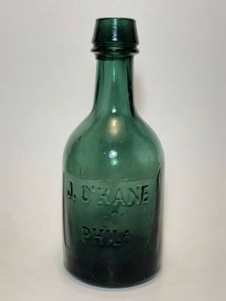 Rare Green Fat Squat Soda Or Beer Bottle J.  O.  Kane Philadelphia