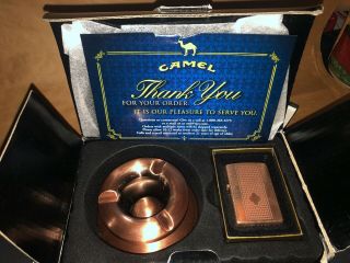 Camel Solid Copper Zippo Windproof Lighter & Ashtray Set 2003 Extremely Rare