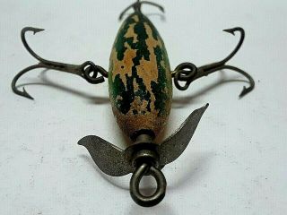 Rare Antique early 1900 ' s HEDDON 400 Killer wooden spinner lure,  belly weight 3