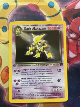 1st Edition Dark Alakazam (1/82) - Team Rocket - Holo Rare Wotc Pokemon 2000 Nm