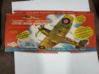 Vintage 1944 Build A Set Balsa Wood Model Airplane Kit R A F Spitfire Rare