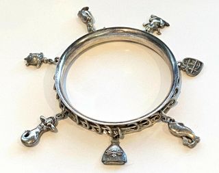 Very Rare/unique Georg Jensen Vintage Sterling Silver " Charm " Bangle Bracelet