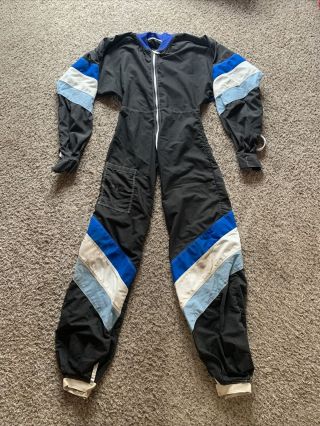 Flight Suit Rare Skydiving Parachute Jump Suit Blue Black S Vintage