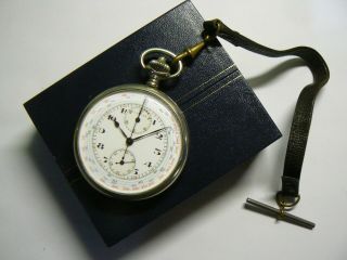 Rare Vintage British Army Ww2 Jaeger - Lecoultre Pocket Watch Chronograph Boxed