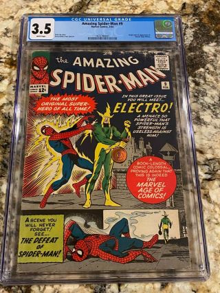 Spider - Man 9 Cgc 3.  5 Rare White Pages 1st Electro Mcu Movie Invest