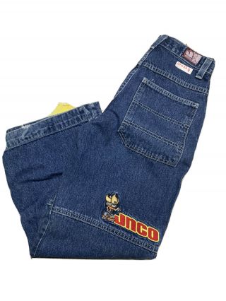 Rare Vintage 90s Jnco Snake Black Wide Leg Jeans Size 26 X 26 Skater Pants Denim