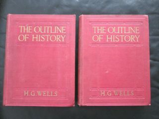 Rare H.  G.  Wells The Outline Of History 1919 2 Vol Set Illustrated First Edition