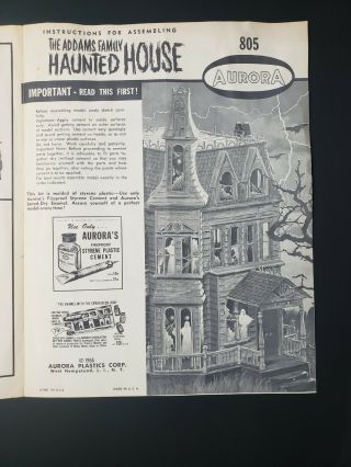 Aurora Addams Family Haunted House Model kit Complete 1964 RARE Unpainted 5