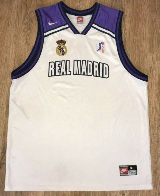 Real Madrid Spain Rare Vintage 90s Nike Acb Basketball Jersey Size Xl