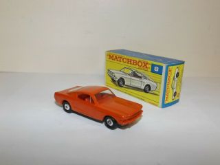 Matchbox Reg.  Wheel No.  8 - E Ford Mustang Rare Orange Body W/rare Late Issue Box