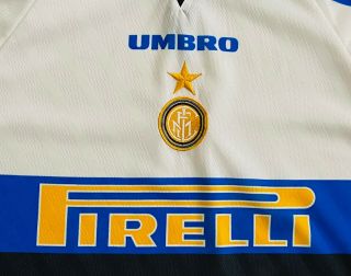 Rare Vintage Umbro 1996 Inter Milan Pirelli Men ' s Medium Away Soccer Jersey 2