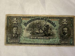 1897 Canada $1 Dc - 12 Dominion Of Canada Courtney Dollar Very Scarce Rare Note