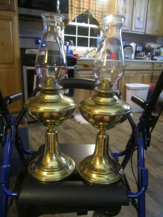 Set Vintage Brass Oil Lamps Circa 1800s Old Stock Rare Find