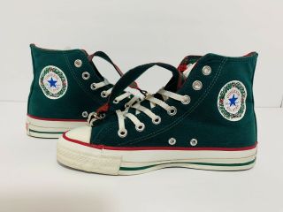 W7 / M5 Rare Vintage 80s Converse Christmas Jingle Bell Elf High Top Sneakers