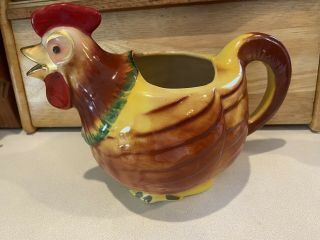 Vintage Shawnee Pottery Rooster Pitcher Patented Chanticleer Usa Gold Trim Rare