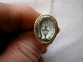 Rare Historical 18th Century Georgian 1780 Dated & Named Mourning Gold Ring