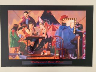 Hollywood Side Show By Michael Grant,  James Dean,  Bogart,  Rare 1996 Art Print