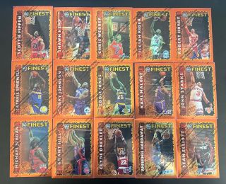 1995 - 96 Topps Finest Hot Stuff 15 Card Set Michael Jordan Hardaway Pippen Rare
