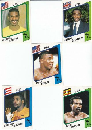 Panini Supersport 1987 - 5 Boxing Stickers Including Rare Mike Tyson