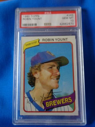 1980 Topps Milwaukee Brewers Robin Yount Psa 10 Low Pop 29 Rare
