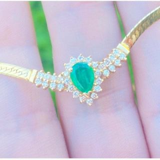 Rare Vintage Solid 14k Gold Diamond/emerald Necklace - 7.  04 Grams Heavy