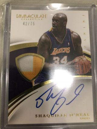 2015 Panini Immaculate Shaquille O ' Neal AUTO PATCH 42/75 Autograph Lakers RARE 2